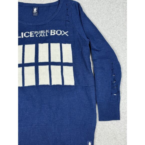 Doctor Who Womens Plus Size 1 Distressed Tardis Pullover Sweater - Picture 6 of 7